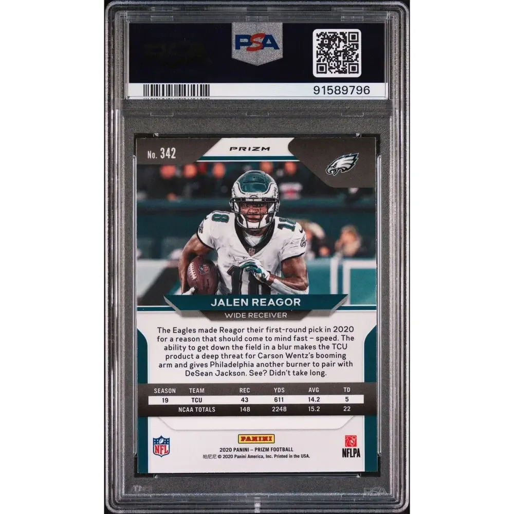 2020 Panini Prizm Orange Lazer Jalen Reagor Graded PSA 8 Rookie Pop 7 Eagles - Picture 2 of 2